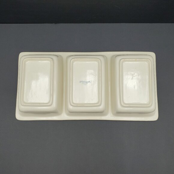 Pfaltzgraff Mission Flower Divided Serving Dish 3 Part Relish Dish - Picture 6 of 7